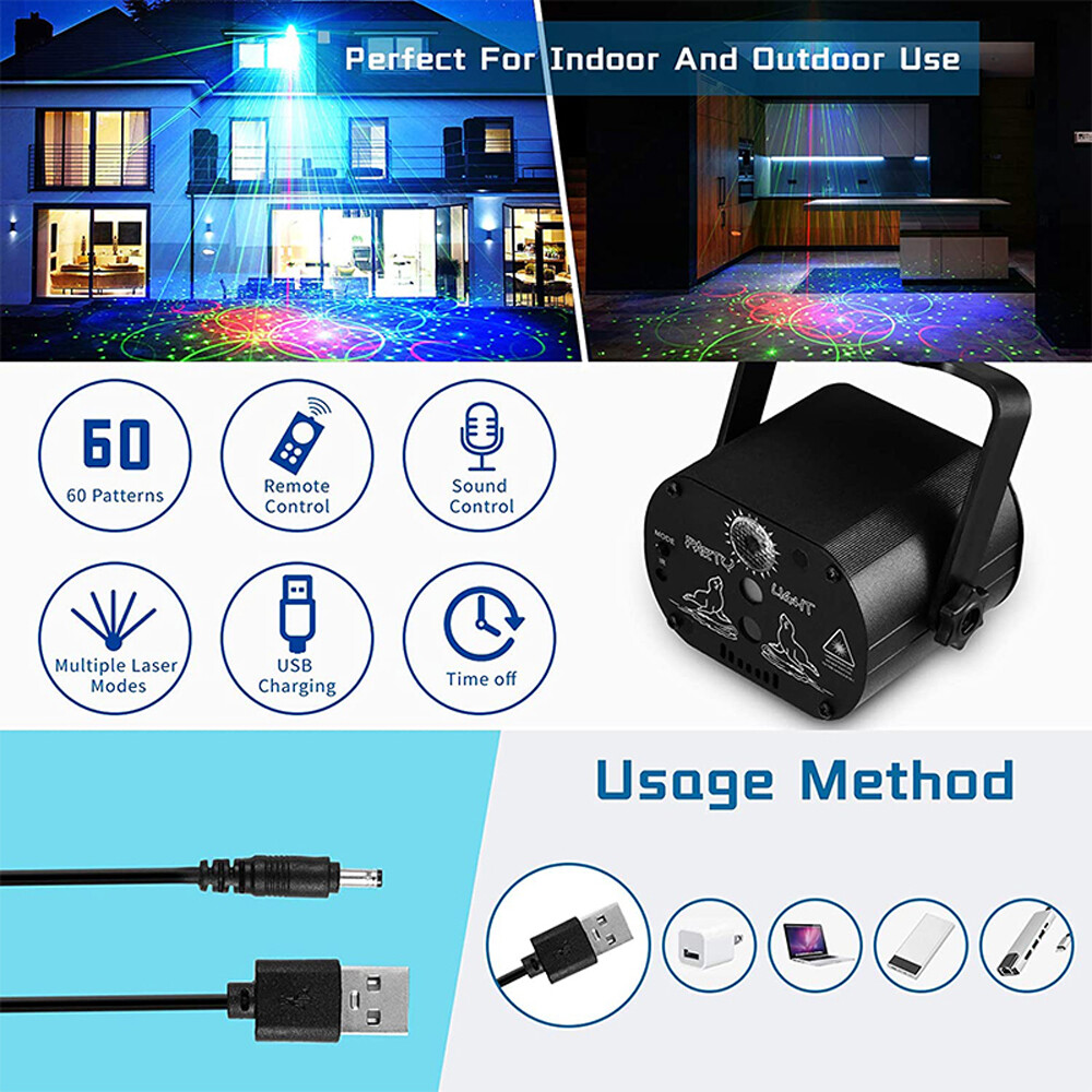 1024Pattern DJ Disco Party Stage Light Laser Projector LED RGB KTV Show Lighting