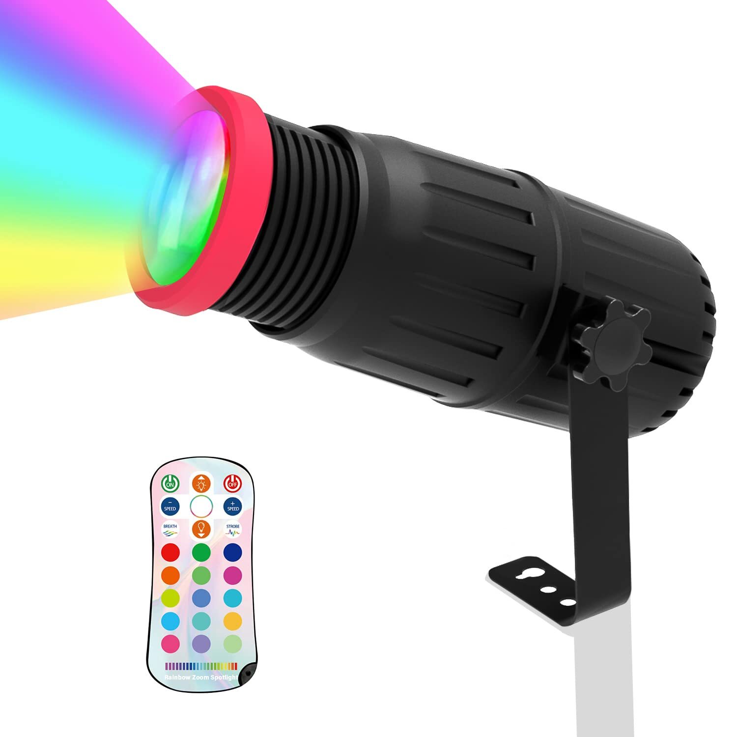 Pinspot Lights Manual Focus 18W LED Spotlight 16 Colors and Spot Size Adjusta…