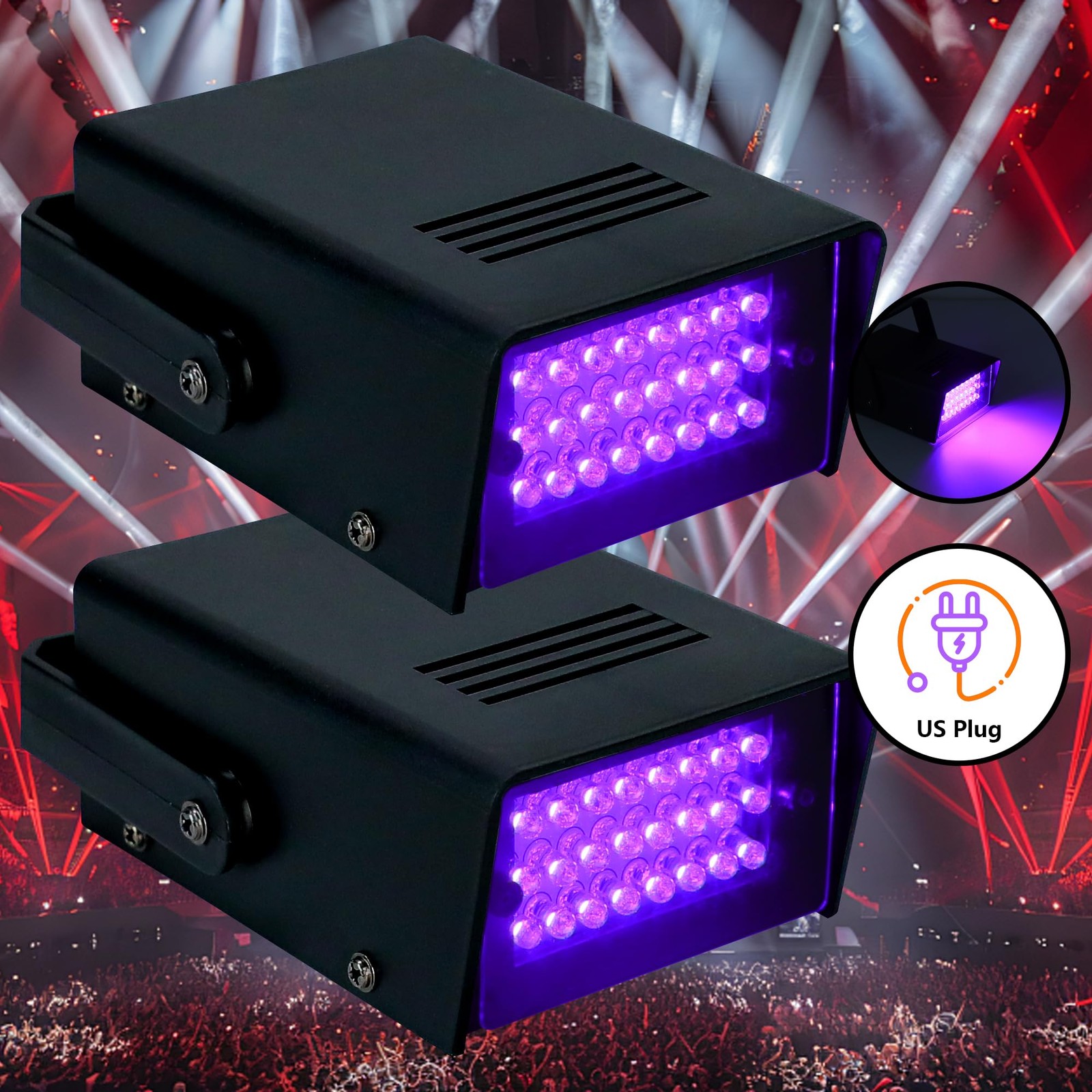Mini LED Strobe Light Purple Color 24 Super Bright LED Party Light