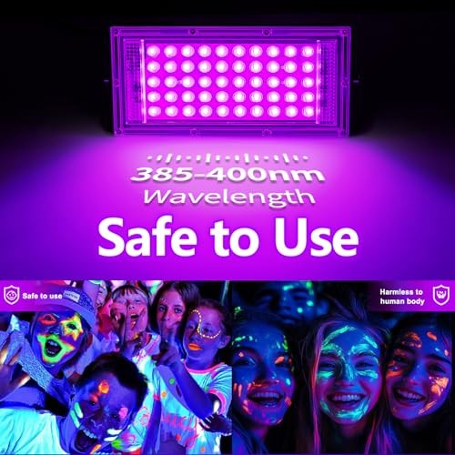 50W 1Pack Black Light for Glow Party, IP65 Waterproof,385-400nm