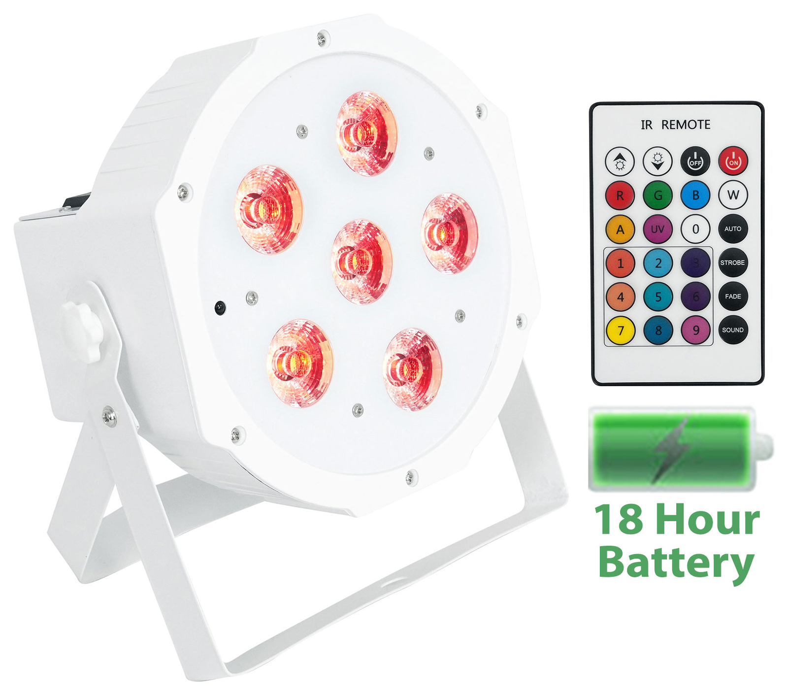 4) Rockville BATTERY PAR 61 White Rechargeable RGBWA+UV DMX DJ Up-Lights+Remotes