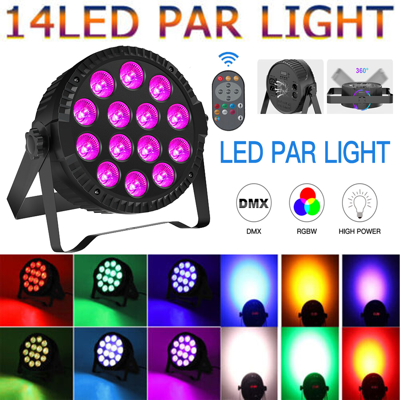 UKING 140W Par Light DMX RGBW 4 IN 1 Strobe Stage Lighting Disco Party Lights