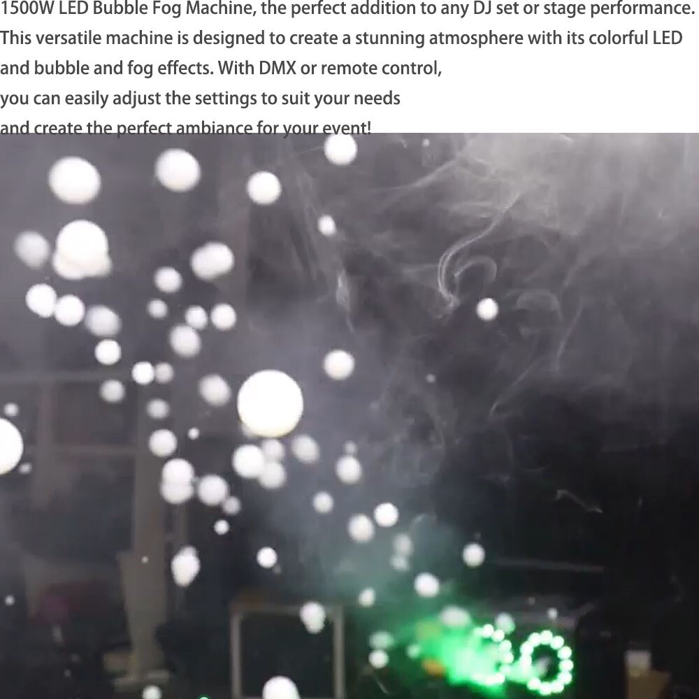 4in1 Led 1500W Fog Bubble Machine Remote DMX Smoke Bubble Maker for Party Stage