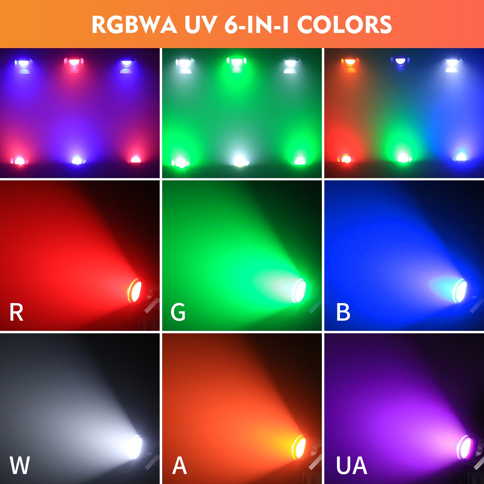 6in1 COB LED 200W PAR Can RGBW Lighting Stage Light DMX Club DJ Disco Show Light