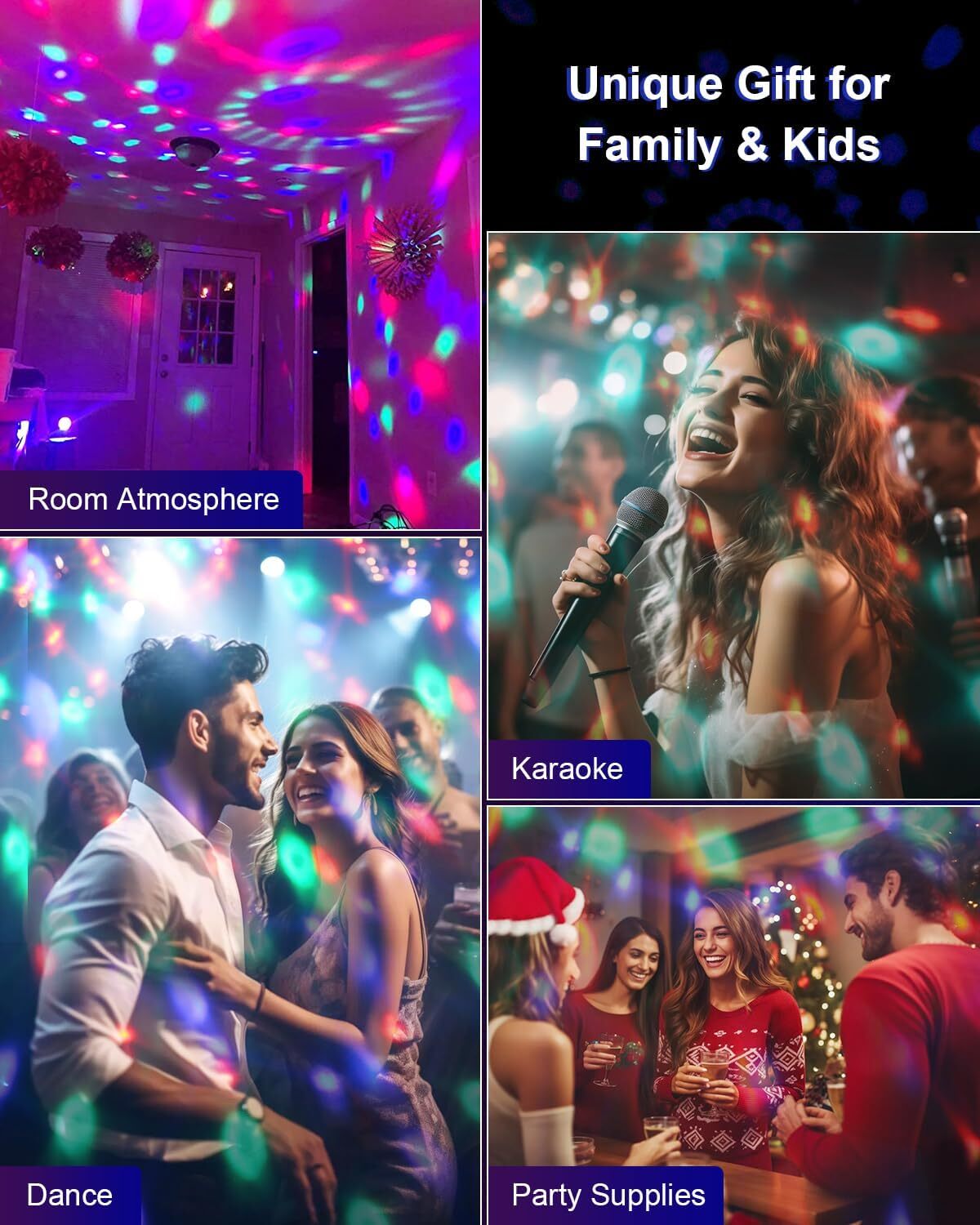 Mini LED Stage Light Portable US Plug Party Disco Ball Remote Control DJ Lamp