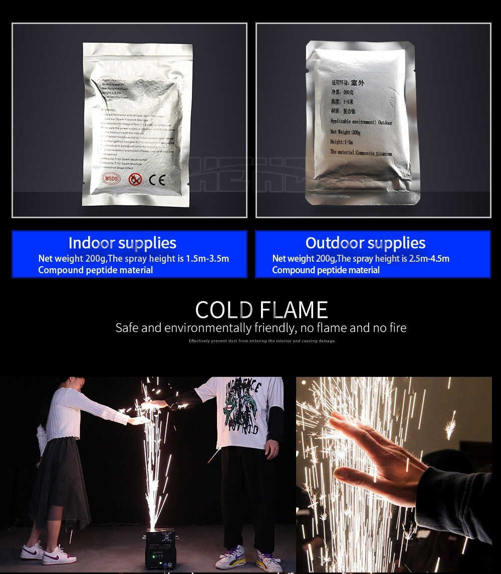650W Spark Machine Flame Fountain Fireworks Effect Remote Control Festival Party