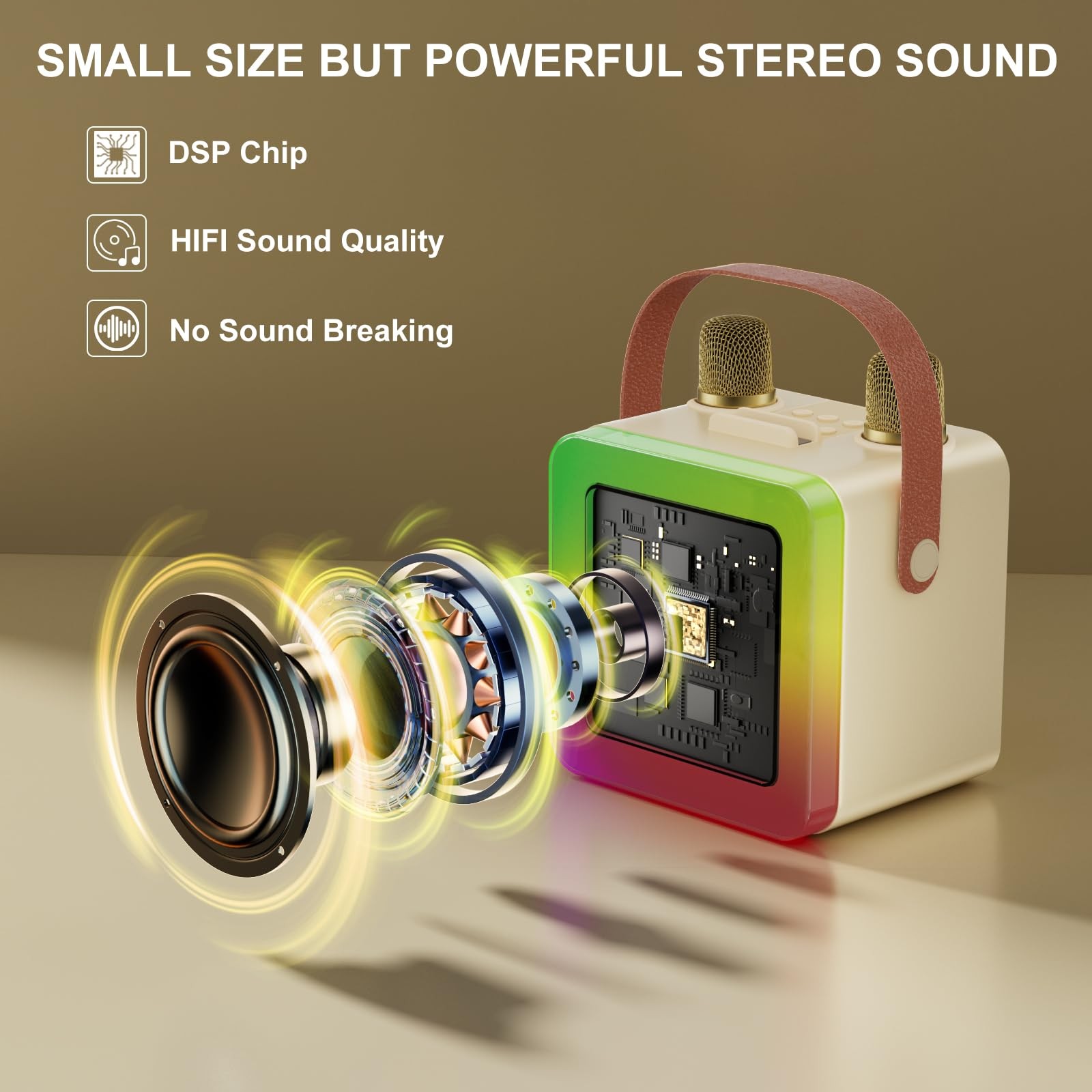 Karaoke Machine for Kids Adults, Portable Bluetooth Karaoke Speaker with 2 Wirel