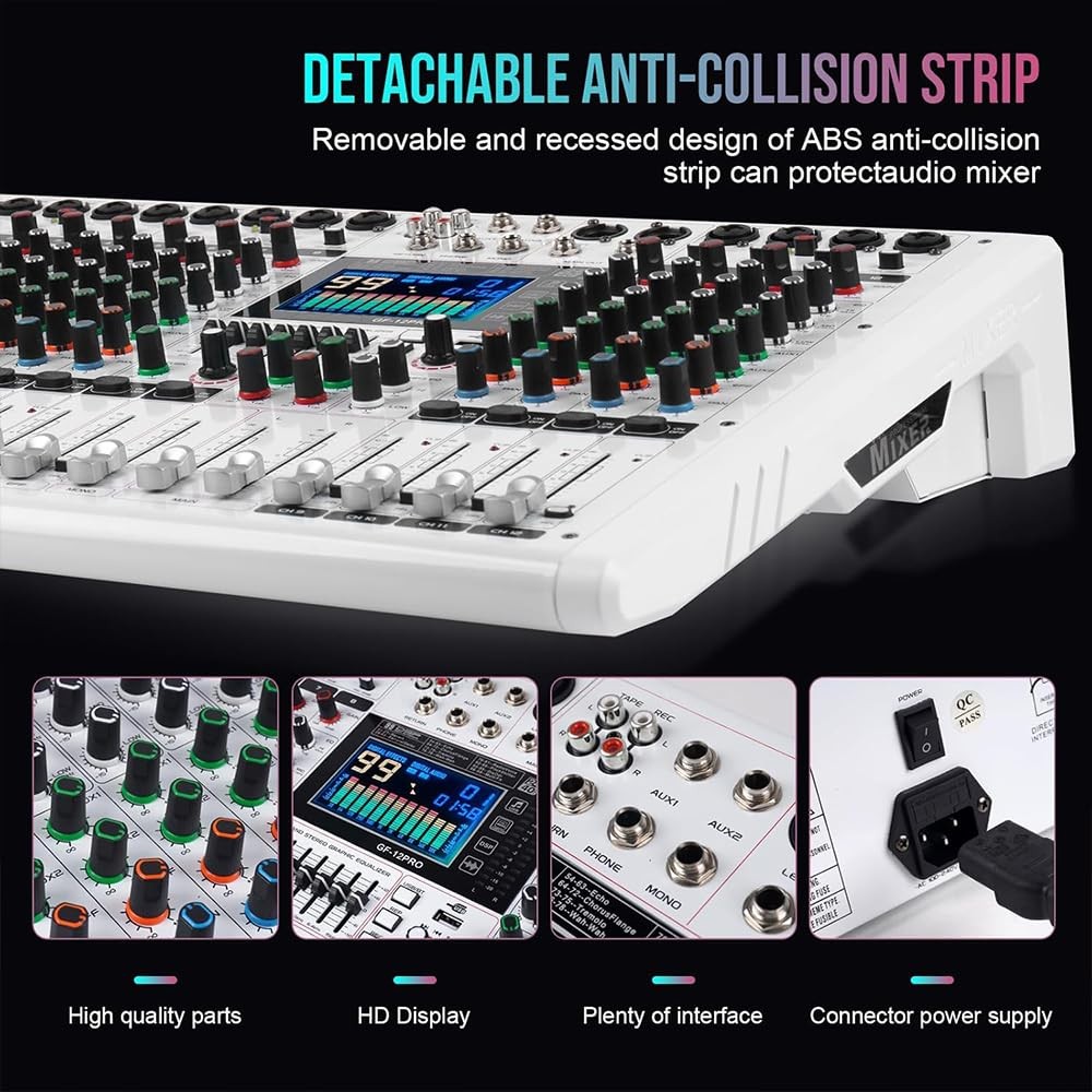 Yamnweo GF12 PRO Multi-Function 12-Channel Audio Mixer Large LCD