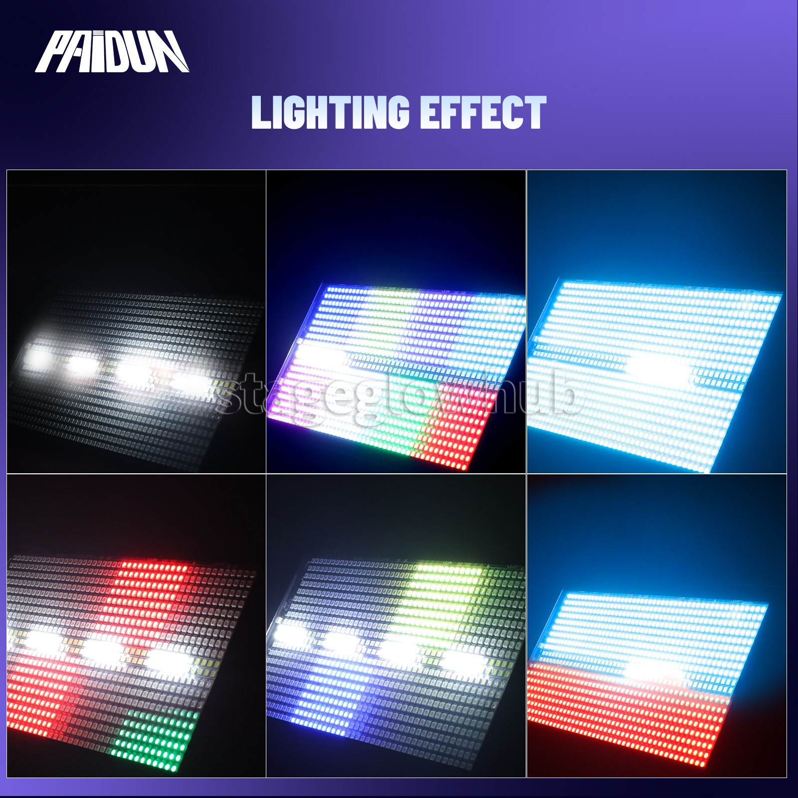 PAIDUN 1000W RGBW 8+8 Strobe Wash Light DMX Atomic Pixel Flash Effect Lighting