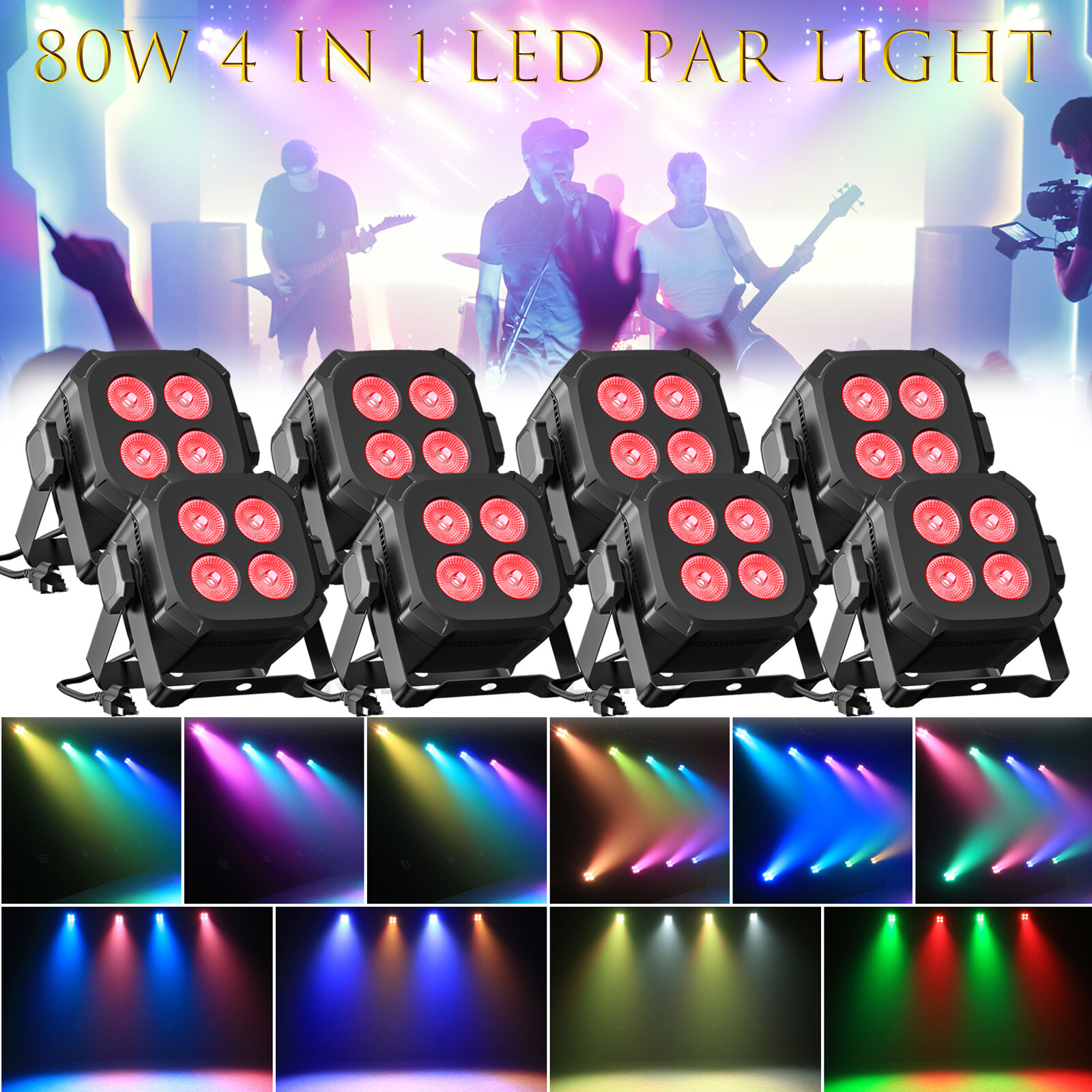 RGBWYP+CYAN Par Light 4 LEDs DMX Remote Control RGBW Stage Light DJ Disco Party