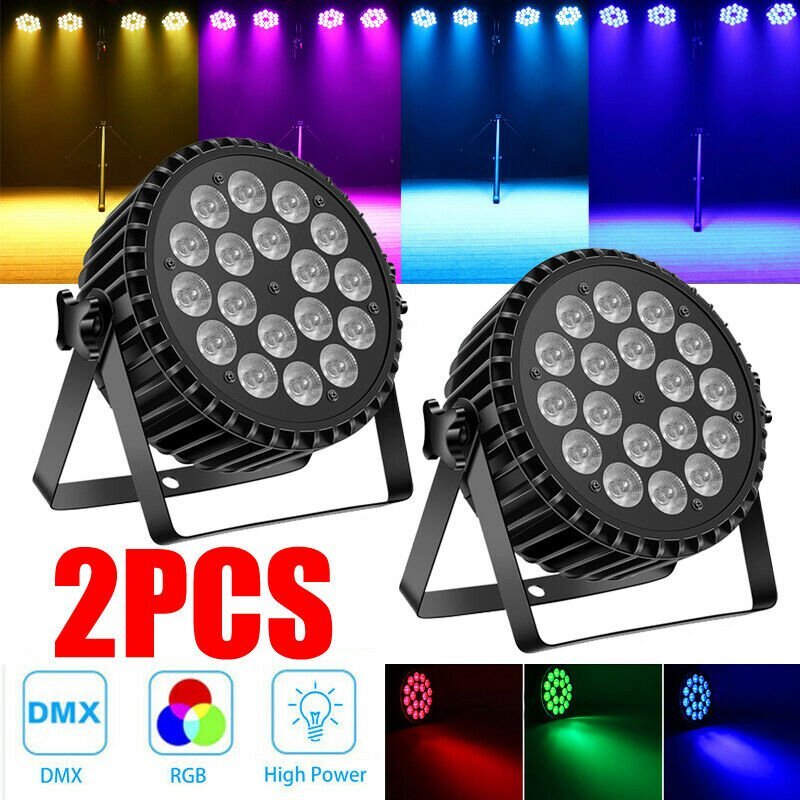 2PCS U`King 270W Stage Lighting RGBW 18LED PAR DMX512 DJ Disco Party Show Light