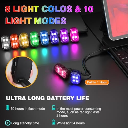 2025 Upgraded 4LEDs 8PCS Wireless LED Lights for Car, Halloween 8PCS (Upgraded)
