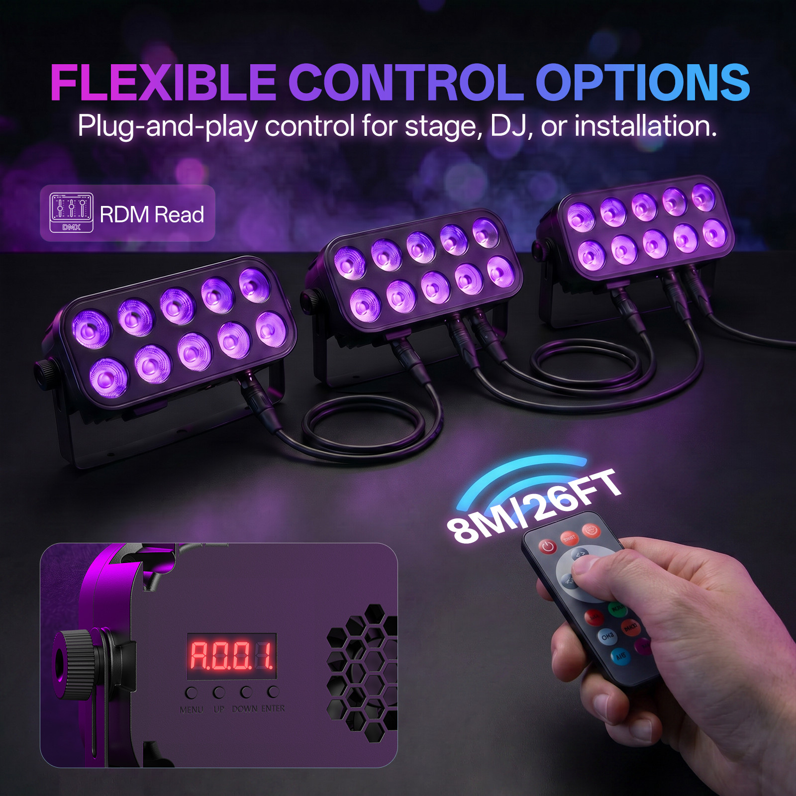 2X 100W RGBW Par Can Light 10LED Stage Light DMX DJ Party Disco Wall Wash Lights