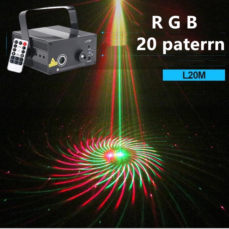 Remote Red and Green 20 Patterns Blue LED Outdoor Laser stage Light Projector DJ