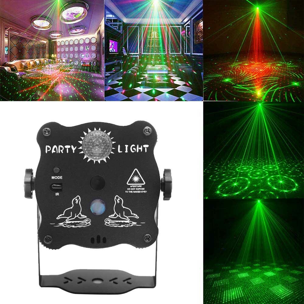 60 Patterns Laser Projector Stage Light LED RGB Party KTV Club USB Disco Lights