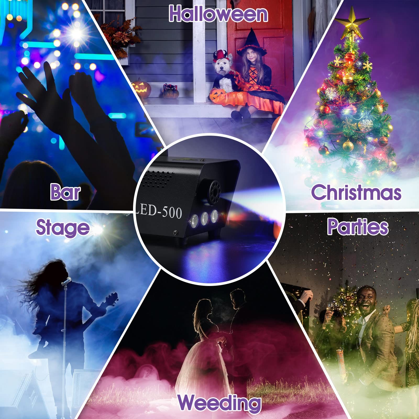 3 Pack Fog Machine Remote Control Receiver Kit with 13 Color Modes