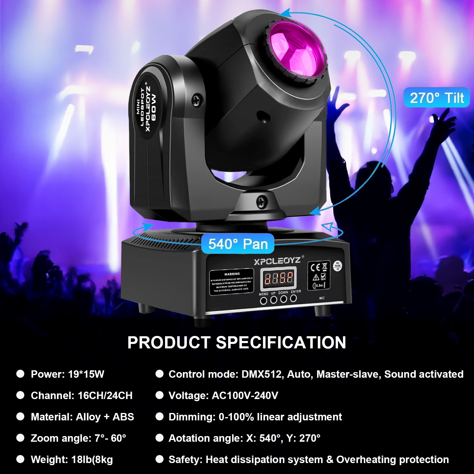 2PCS 60W Mini Led Dmx Gobo Moving Spot Light For Club DJ Stage Lighting Party