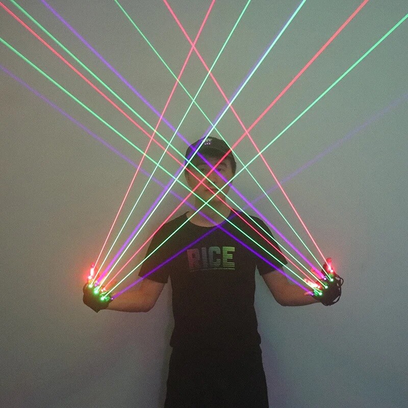 7 finger Color laser gloves dj laser show gloves PARTY LASER LED Laser Gloves