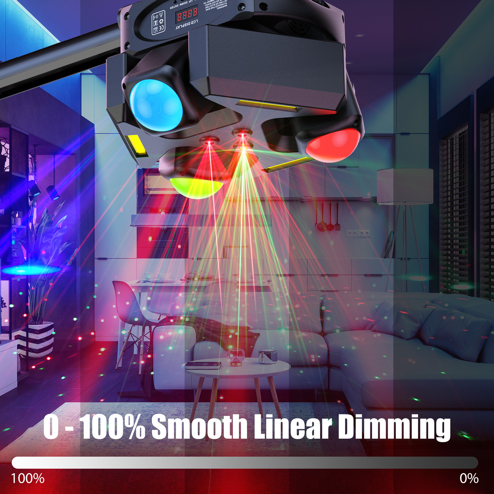 180W 3 Head Moving Light With Starlight Strobe Beams DMX For Small Party Event