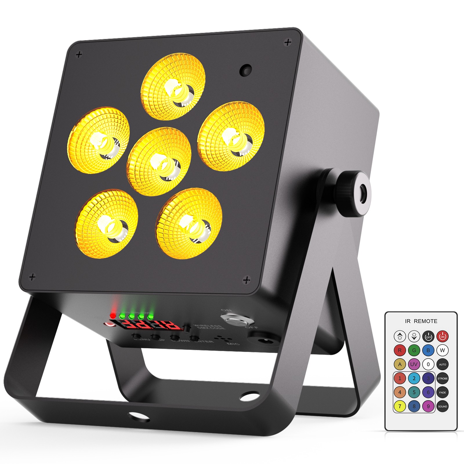 80W RGBW+UV Rechargeable 6-LED Par Can Light DMX512 App Control Home Party Disco