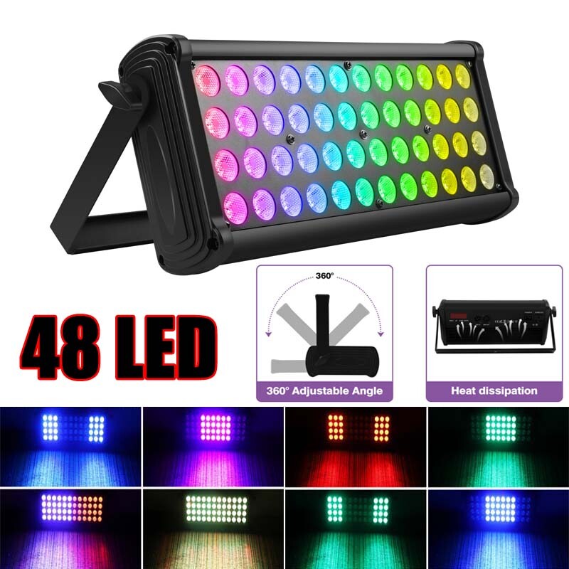 48LEDS RGB Wall Washer Party Light DMX Sound Activated Stage Lighting Effect Bar