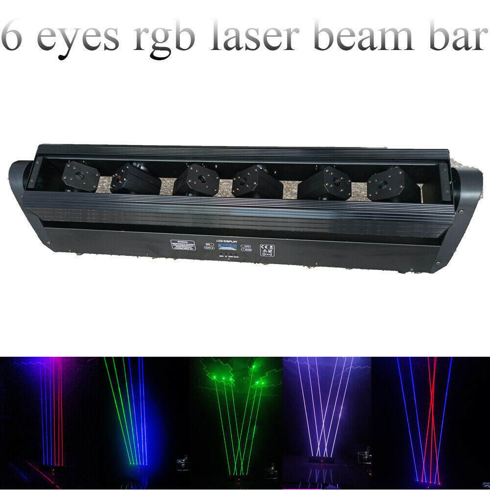 Laser Moving Head Light Bar 6x500mw 6 Eyes RGB Stage Beam DJ Disco Party Lightin