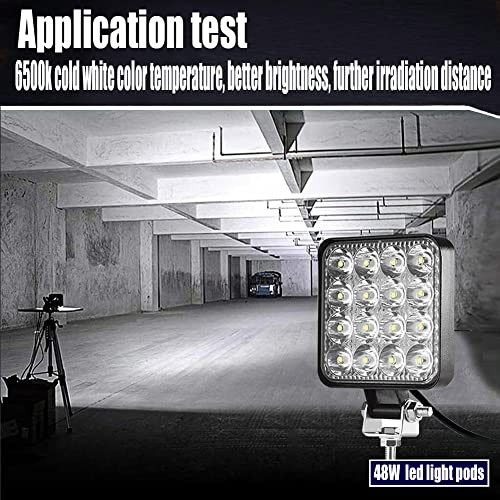Led Light Bar, 20PCS 4inch 48W LED Square Light, Vehicle Black 20pcs