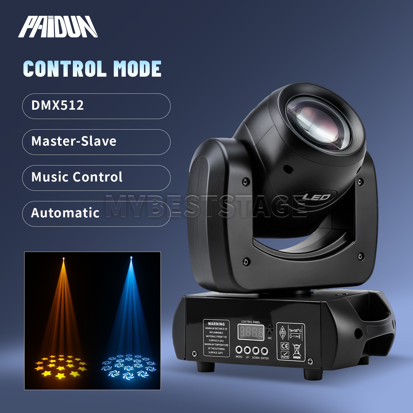 PAIDUN 150W Gobo Sharpy Beam Moving Head Stage DJ Light 18 Prism 7 Colors Strobe