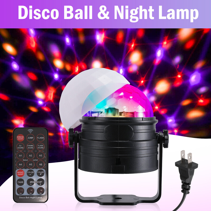 2-IN-1 Disco Party Lights Strobe LED DJ Ball Sound Activated Rotating Night Lamp