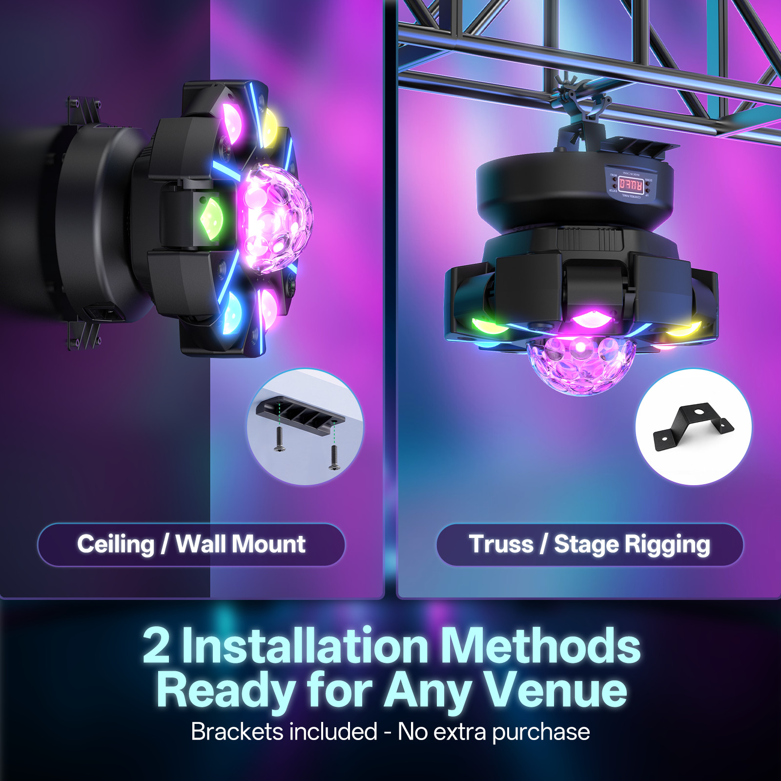 6 Arms 200W RGBW DJ Stage Light Magic Ball Laser Beam DMX512 Sound Active Bar
