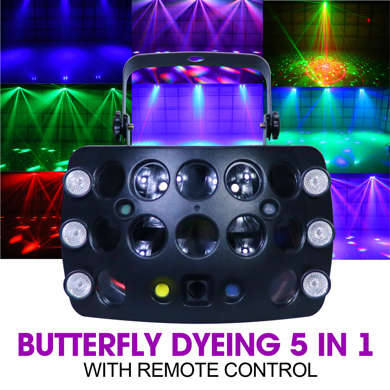 Indoor Laser Light 5in1 DJ Lights LED Butterfly Stage Light with Remote Control