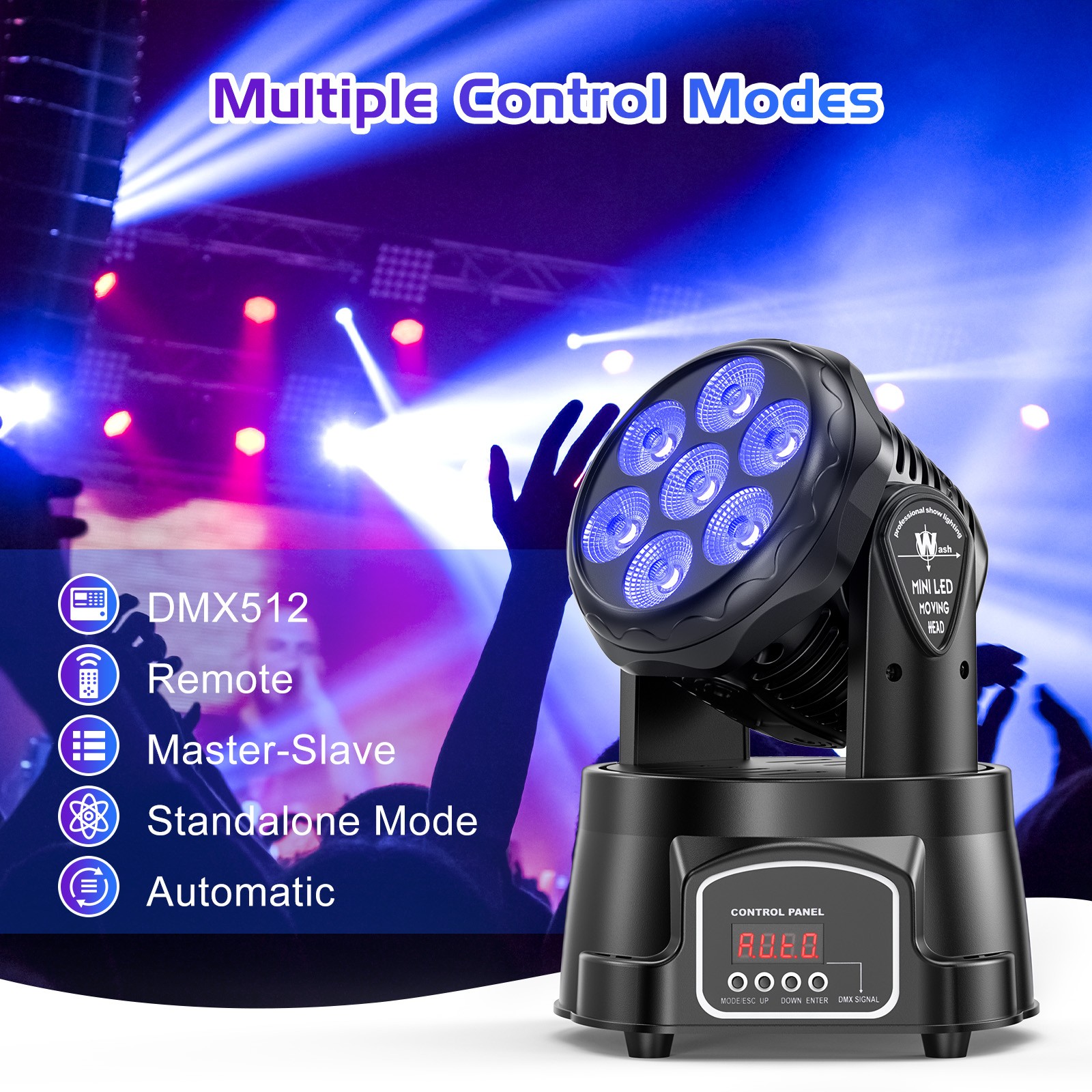 6pcs 105W 4IN1 RGBW Moving Head Light Beam Wash Stage Light Disco Show KTV Bar