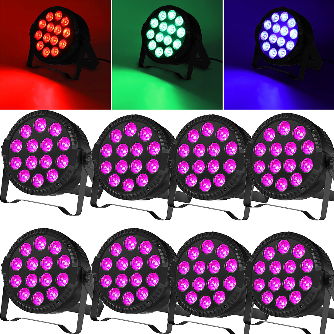 140W PAR Can Stage Lighting RGBW 9 LED DMX DJ Disco Wash Party Lights Show
