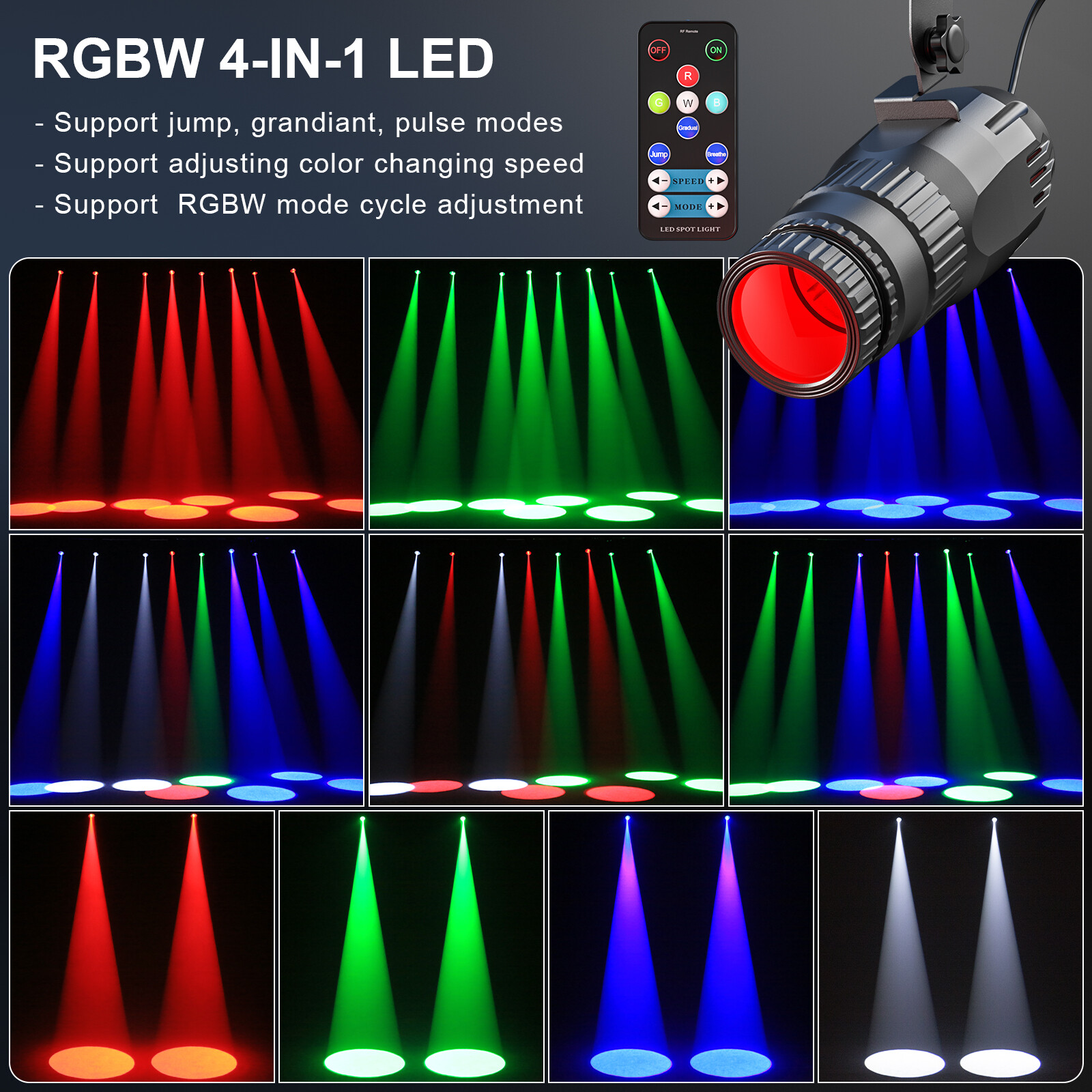 30W LED Pin Spot Light Stage Follow Spot Lighting Manual Focus RGBW Color Change