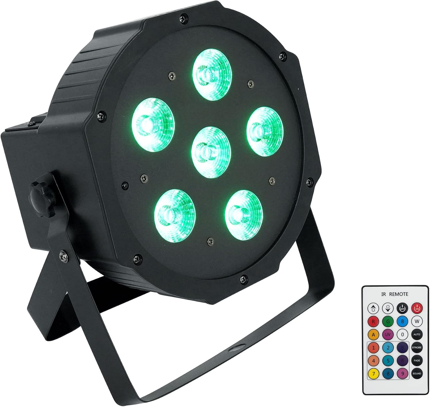 Battery PAR 61 Black RGBWA+UV Rechargeable Stage Wash Light, DMX Control, Sound