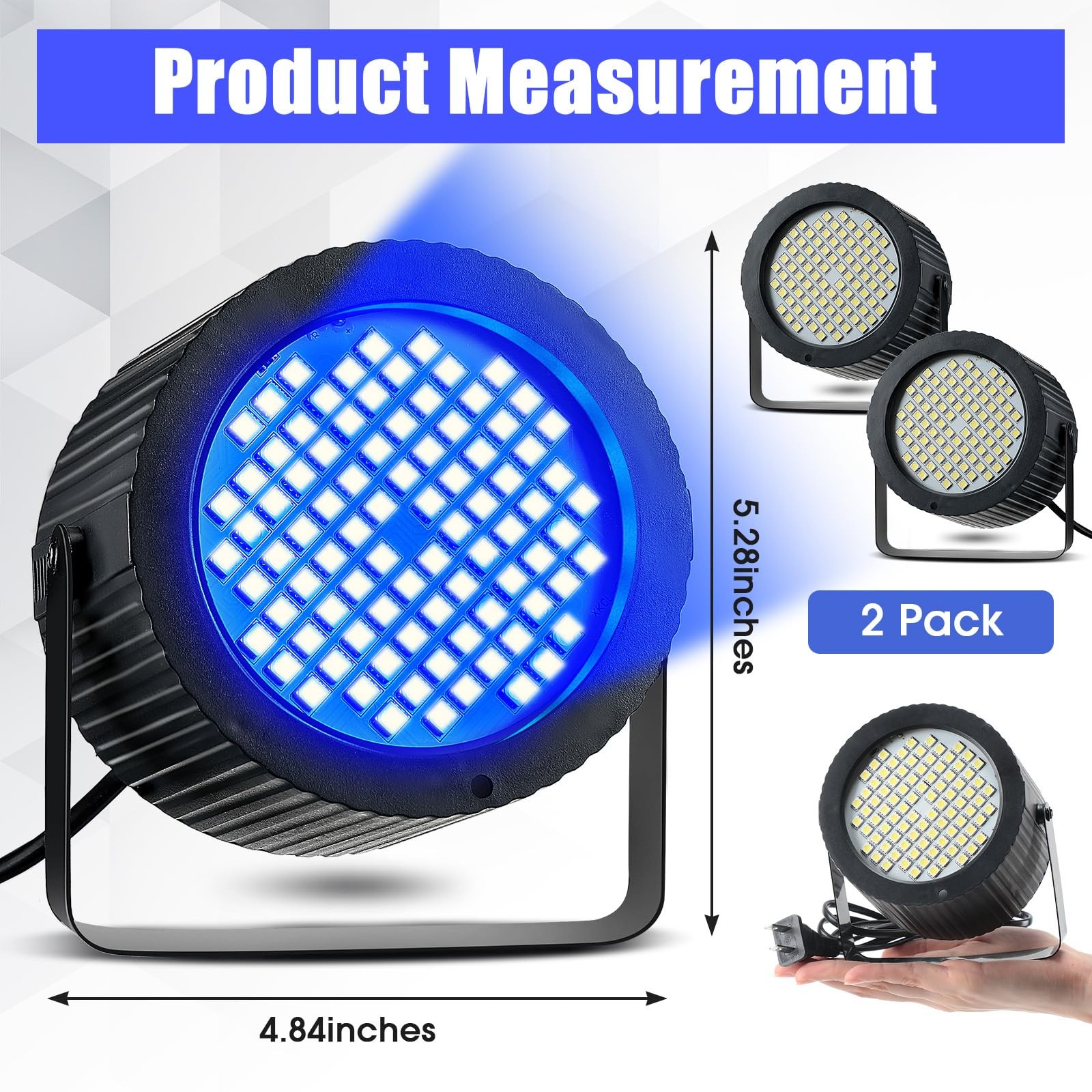 Funtery 2 Pcs 88 LED Halloween Strobe Light Outdoor for Parties, Blue