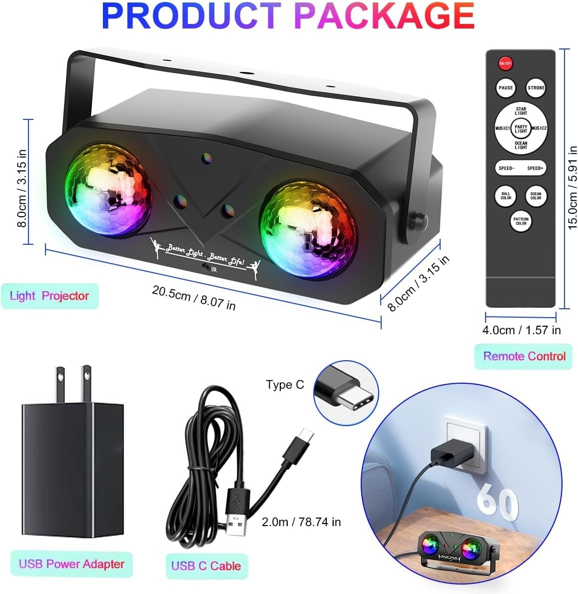 Disco Ball Light,Party Disco Strobe Ocean Star Projector Dj Dance Light Sound…
