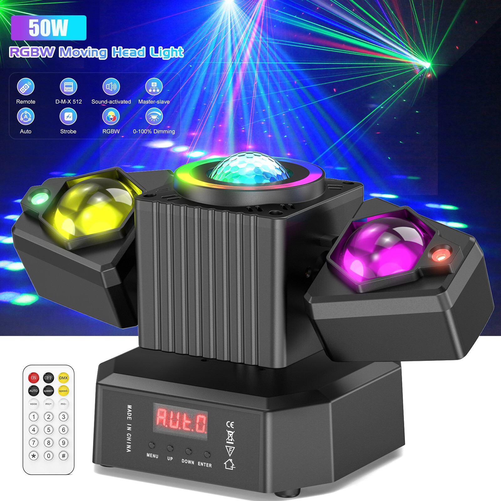 KTV Laser Light RGBW LED Moving Head Disco Stage Lighting Beam DMX512 Party DJ