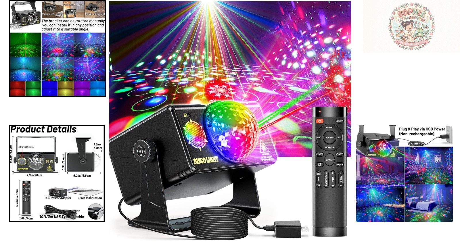 RGB Sound Activated Party Lights with Multiple Effects – Indoor & Outdoor