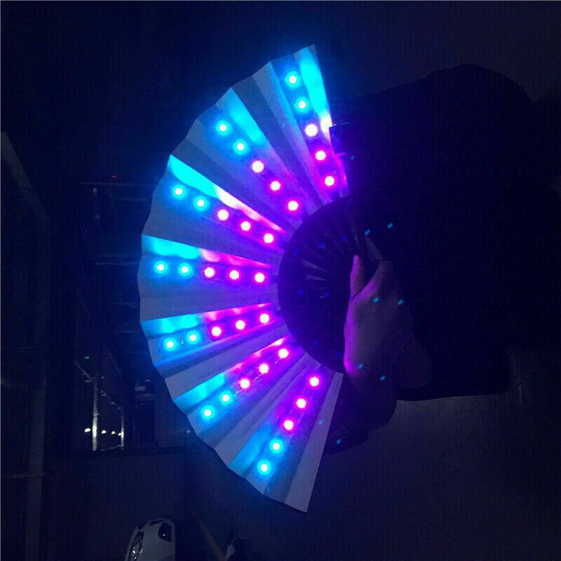 Hand Held Folding Fan LED Light Party Dancing Bar Luminous Color-changing Fan