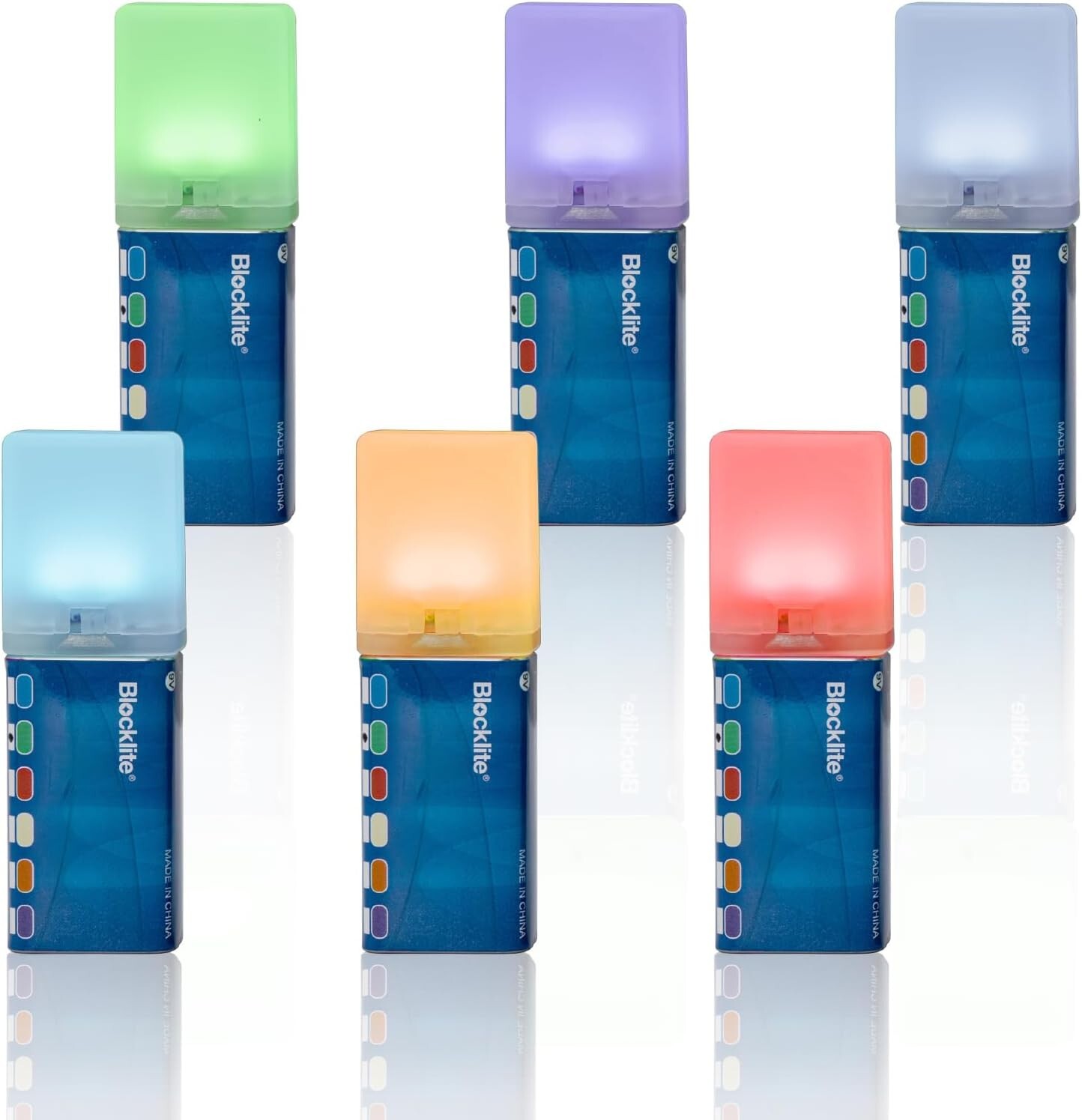 6-Pack Multicolor LED Mini Miniature Battery Power Uplight Uplighting Blocks 5W