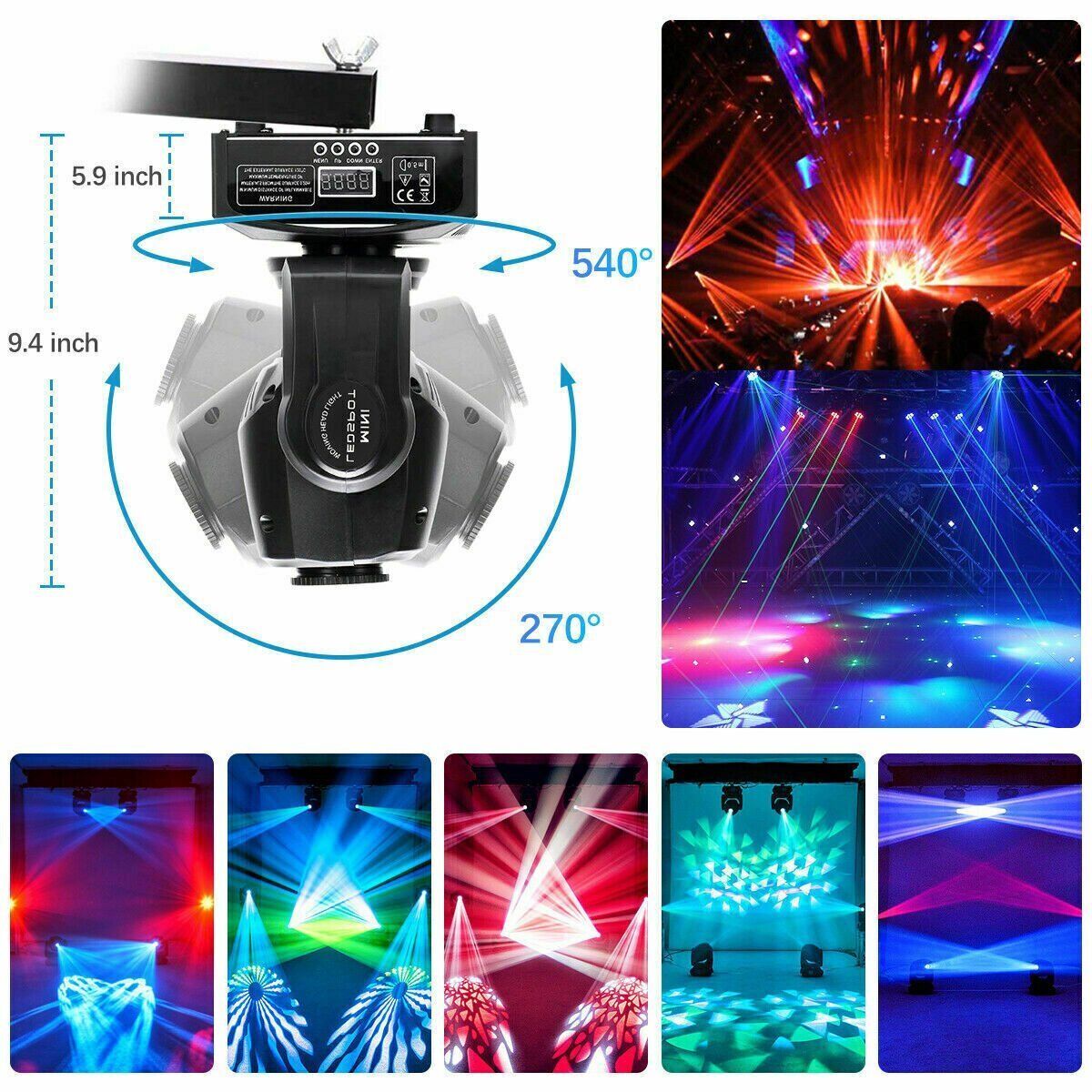 120W LED RGBW Moving Head Stage Lighting Gobo Beam Pattern Party DJ Disco Light