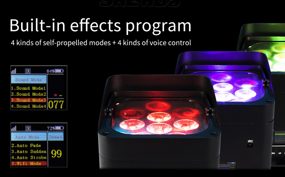 SHEHDS 10Pcs 6x18W Par Lights RGBWA+UV 6in1 Remote APP Control With Flight Case
