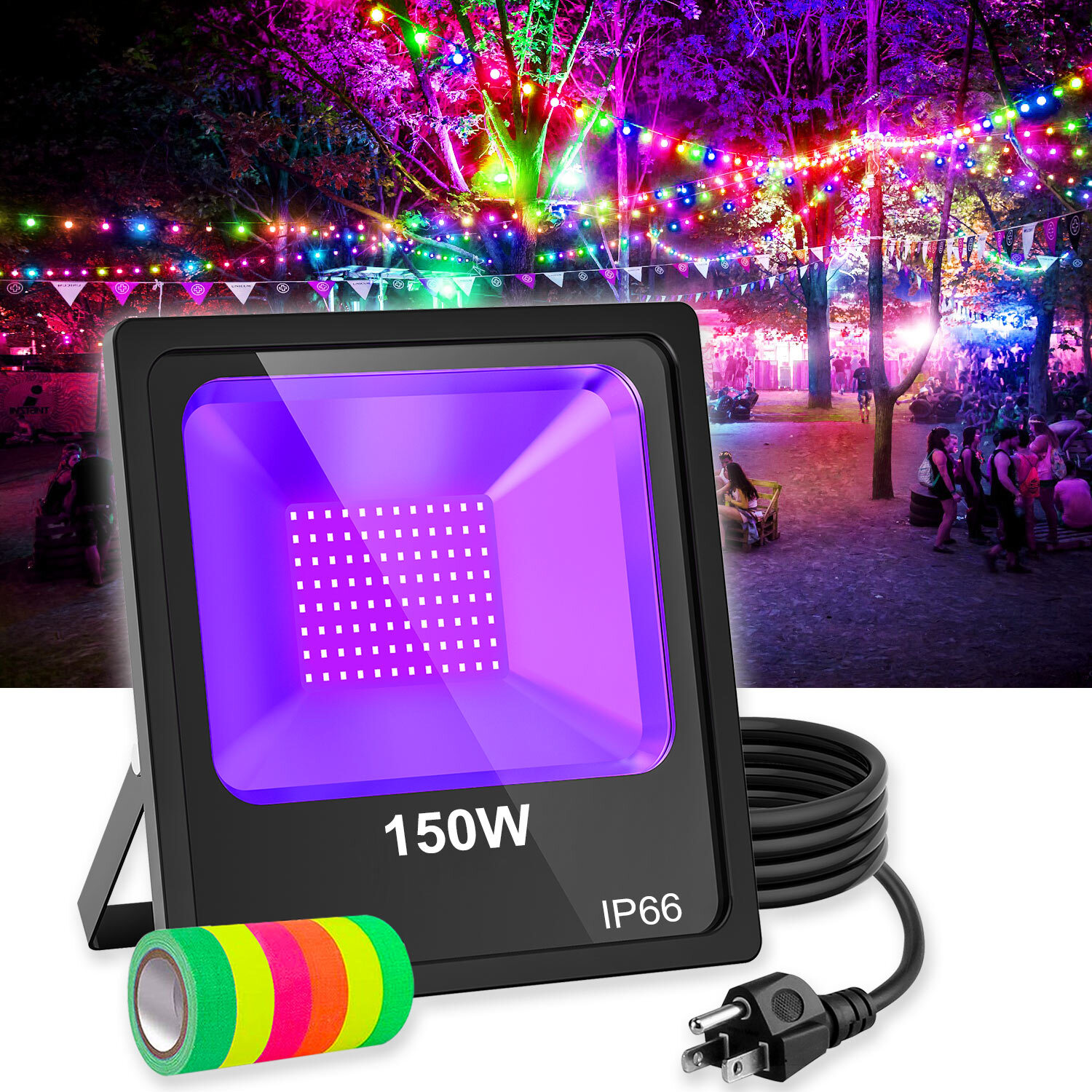 150 Watt LED UV Black Light Xmas Party Stage Lighting Glow in Dark Disco DJ Lamp