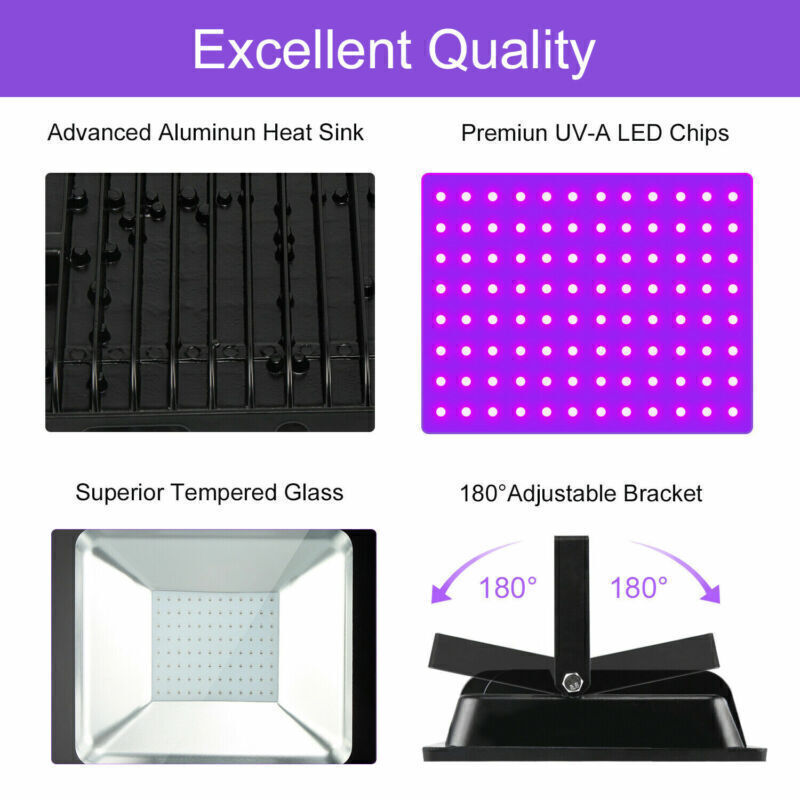 4 Pack 150W Halloween UV LED Black Light Indoor Outdoor Party Stage Flood Lamp