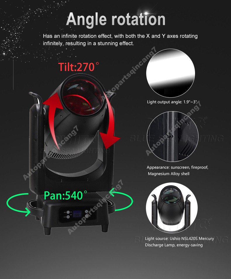 IP65 Waterproof Magnesium Alloy Lightweight 420W Super Beam Moving Head Light