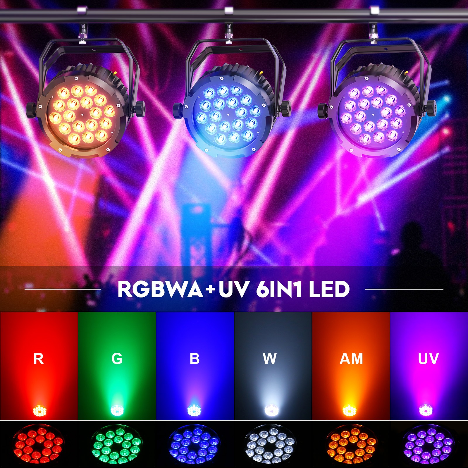 24 x15W Waterproof RGBWA UV LED Par Stage Lighting DMX DJ Par Can Wash Light