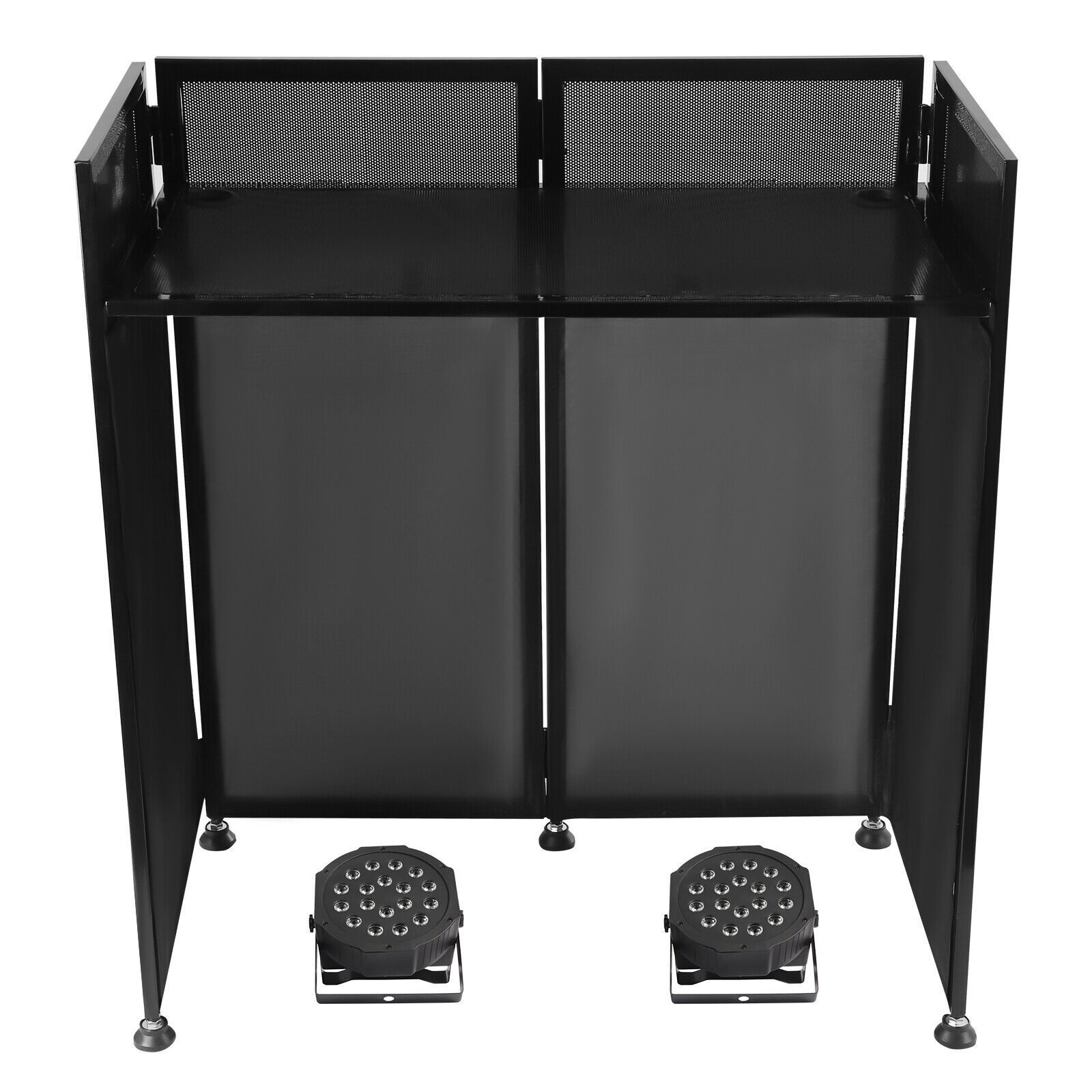 DJ Event Facade White/Black Scrim Metal Frame Booth+20″x40″Table Station+2 Lamp