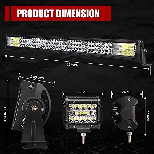 LED Light Bar 32 Inch 405W Triple Row Spot Flood Combo Offroad 32″ Light Bar
