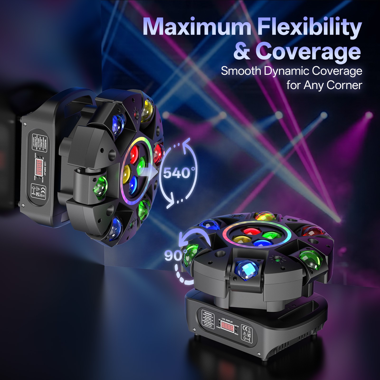 200W 6Arm LED Stage Light 4 IN 1 RGBW DMX Moving Head Beam Light Laser DJ Disco